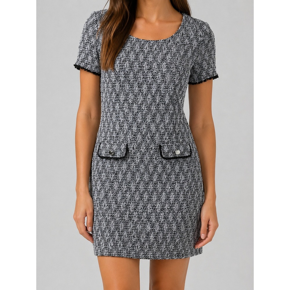 NWT Isaac Mizrahi Shift Dress Womens M Tweed Short Sleeve Work Business Preppy